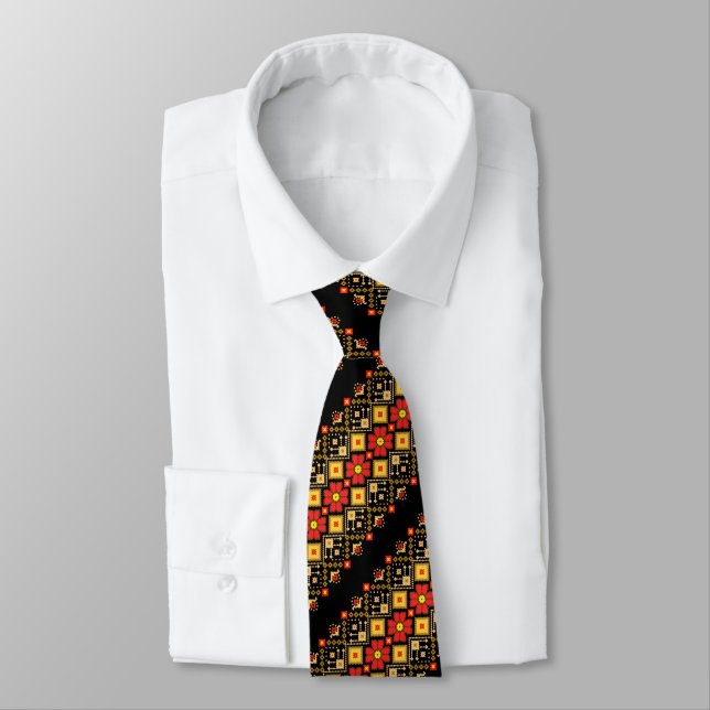 Ukrainian Folk Ethnic Embroidery Border Tradition  Neck Tie (Tied)