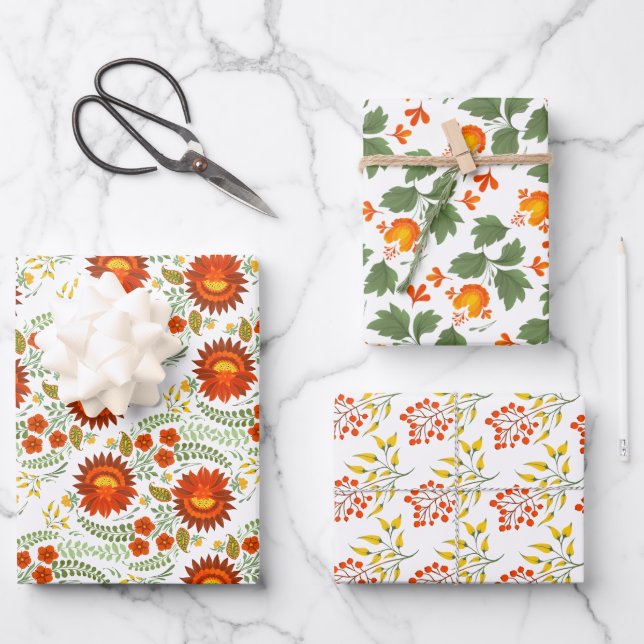 Ukrainian folk floral pattern. Ukraine Wrapping Paper Sheets (Front)