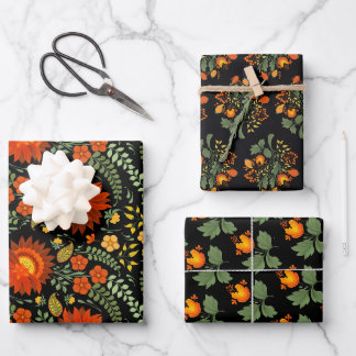 Ukrainian folk floral pattern. Ukraine Wrapping Paper Sheets
