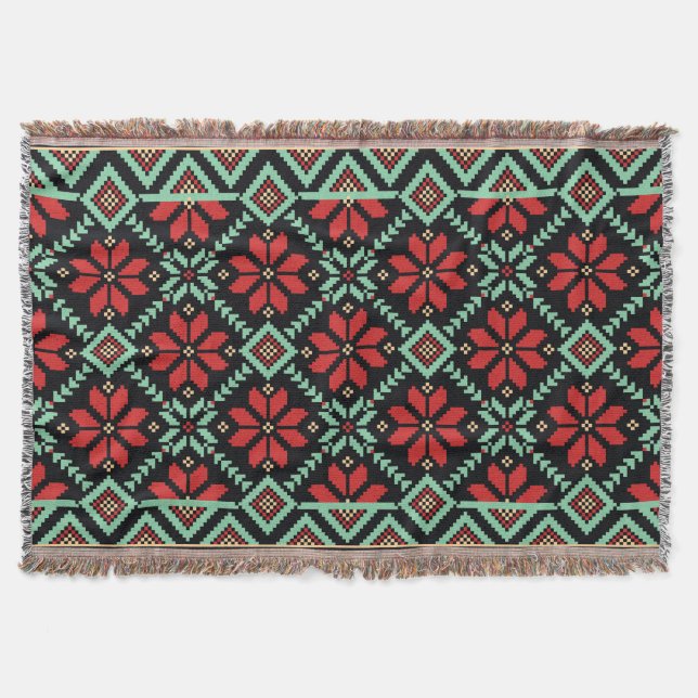 Ukrainian folk seamless pattern Throw Blanket (Front)
