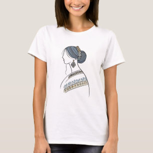 Ukrainian Folk Woman Line Art T-Shirt
