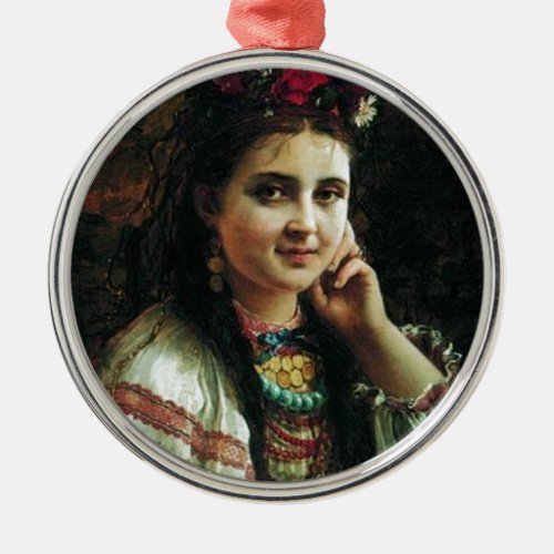Ukrainian girl Constantin Makovsky Metal Ornament