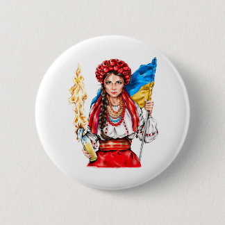 Ukrainian Girl Fighting for Freedom Button