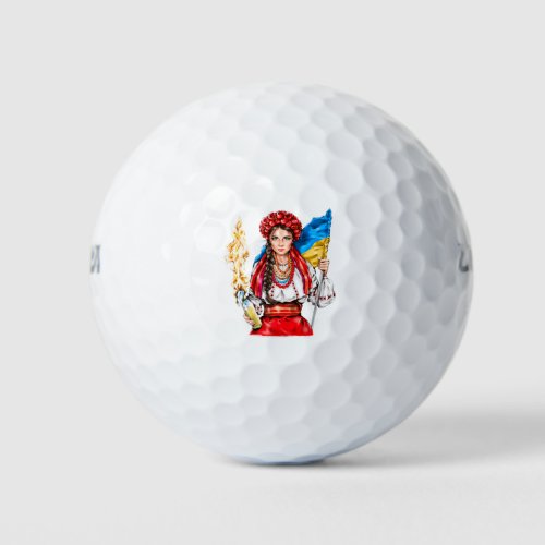 Ukrainian Girl Fighting for Freedom Golf Balls