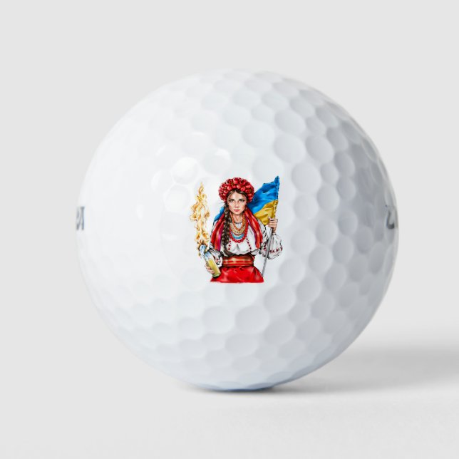 Ukrainian Girl Fighting for Freedom Golf Balls (Front)