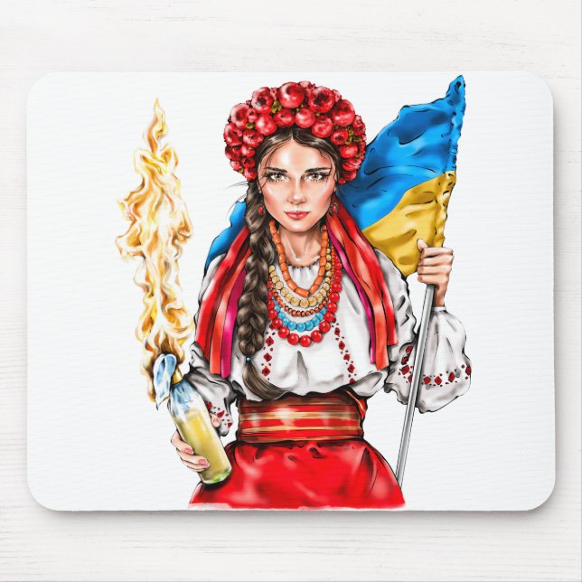 Ukrainian Girl Fighting for Freedom Mouse Pad (Front)