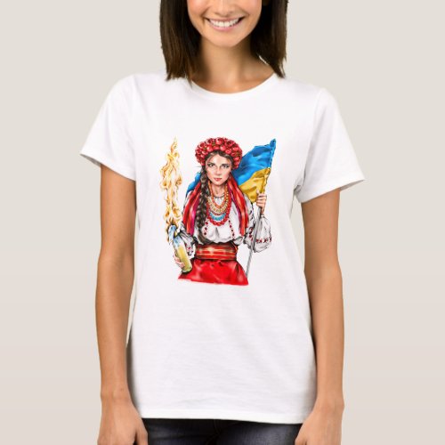 Ukrainian Girl Fighting for Freedom T_Shirt