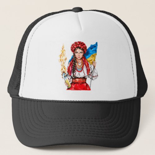 Ukrainian Girl Fighting for Freedom Trucker Hat