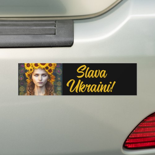 Ukrainian Girl of Amulets  Sunflowers  Bumper Sticker