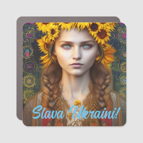 Ukrainian Girl of Amulets  Sunflowers    Car Magnet