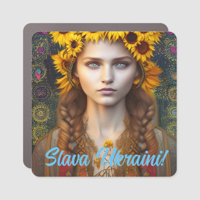 Ukrainian Girl of Amulets & Sunflowers    Car Magnet (Front)