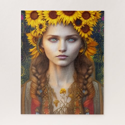 Ukrainian Girl of Amulets  Sunflowers  Jigsaw Puzzle