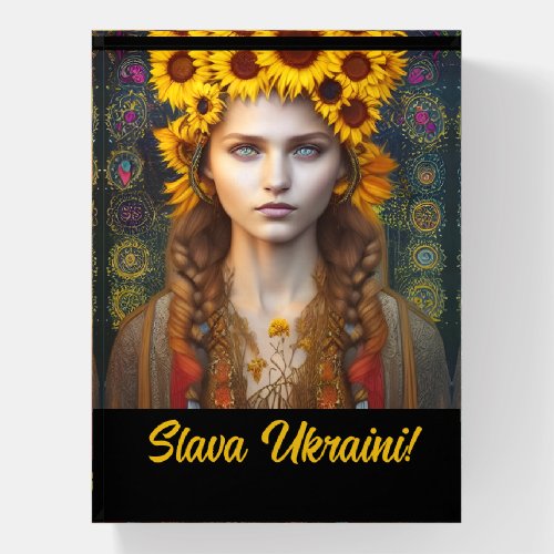 Ukrainian Girl of Amulets  Sunflowers  Paperweight