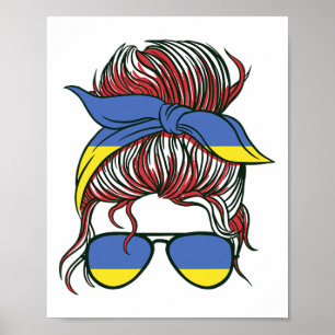 Ukrainian Girl With Sungles Patriotic Pride Ukrain Poster