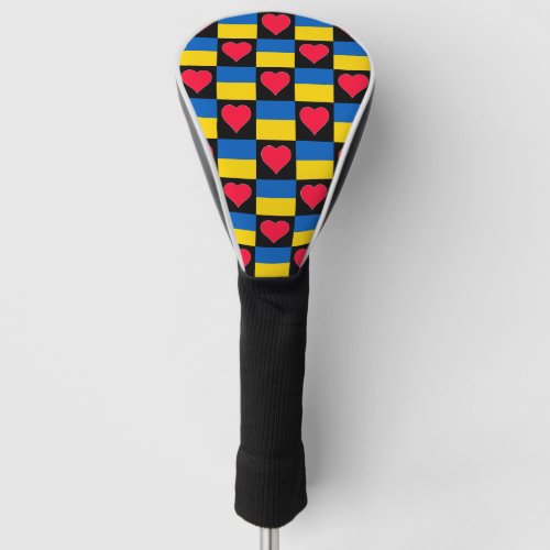 Ukrainian Golf Lover Heart Pattern Ukraine Flag Golf Head Cover