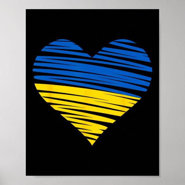 Ukrainian Heart Flag Colors Blue Yellow Ukraine Pe Poster (Front)