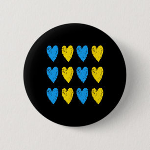 Ukrainian Hearts Support Ukraine Blue Yellow Flag Button