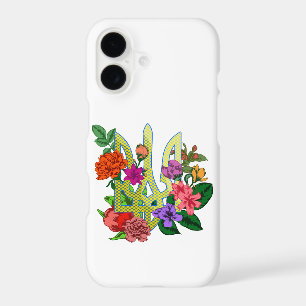 Ukrainian heraldry trident tryzub blooming flowers iPhone 17 case