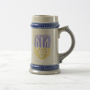 Ukrainian heraldry trident tryzub scattering stars beer stein