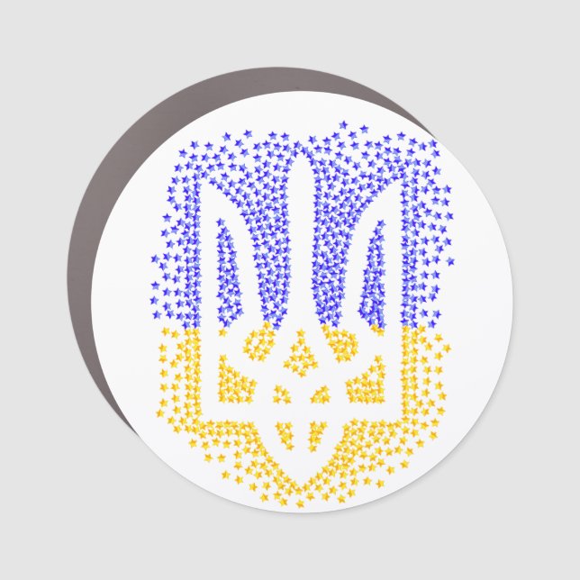 Ukrainian heraldry trident tryzub scattering stars car magnet (Front)
