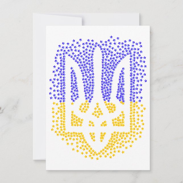 Ukrainian heraldry trident tryzub scattering stars card (Front)