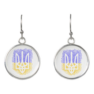 Ukrainian heraldry trident tryzub scattering stars earrings