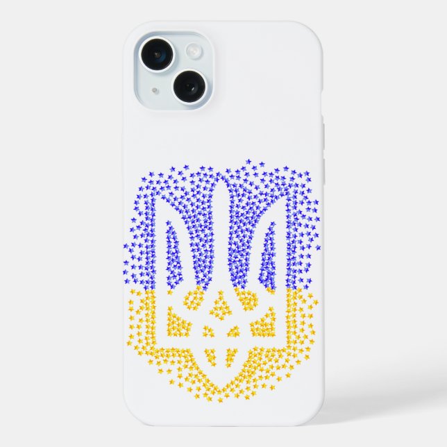 Ukrainian heraldry trident tryzub scattering stars iPhone case (Back)