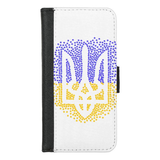 Ukrainian heraldry trident tryzub scattering stars iPhone wallet case (Front)
