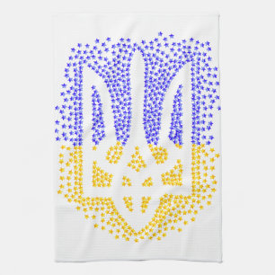 Ukrainian heraldry trident tryzub scattering stars kitchen towel