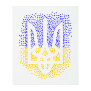 Ukrainian heraldry trident tryzub scattering stars metal print
