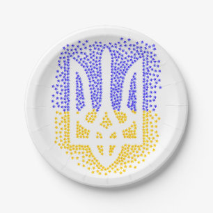 Ukrainian heraldry trident tryzub scattering stars paper plates