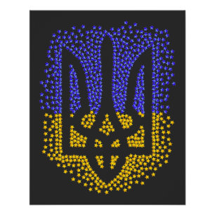 Ukrainian heraldry trident tryzub scattering stars poster