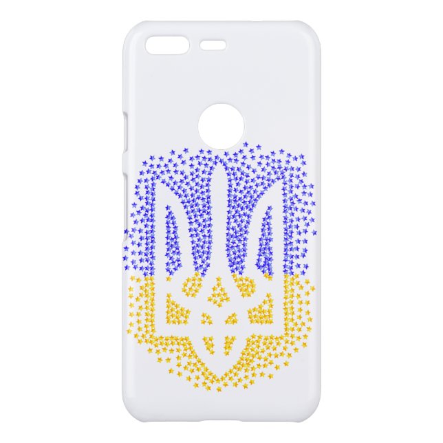 Ukrainian heraldry trident tryzub scattering stars uncommon google pixel case (Back)