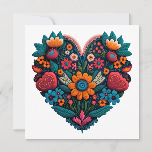 Ukrainian_Inspired Heart of Flowers Holiday Card