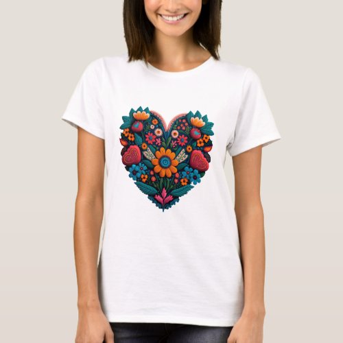 Ukrainian_Inspired Heart of Flowers T_Shirt