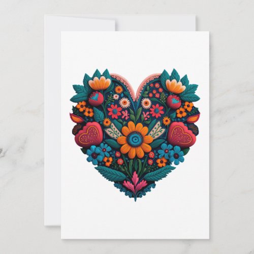 Ukrainian_Inspired Valentine Heart of Flowers Holiday Card