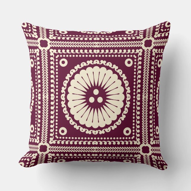Ukrainian Lemky Floral Pattern Throw Pillow (Front)