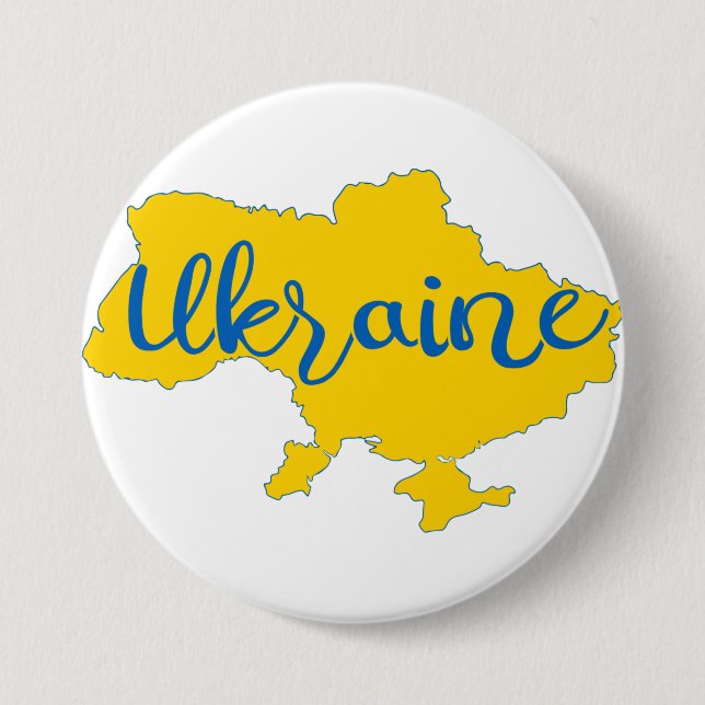 Ukrainian map and lettering  button (Front)