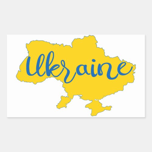 Ukrainian map and lettering  rectangular sticker