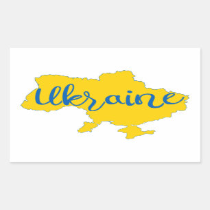 Ukrainian map and lettering  rectangular sticker