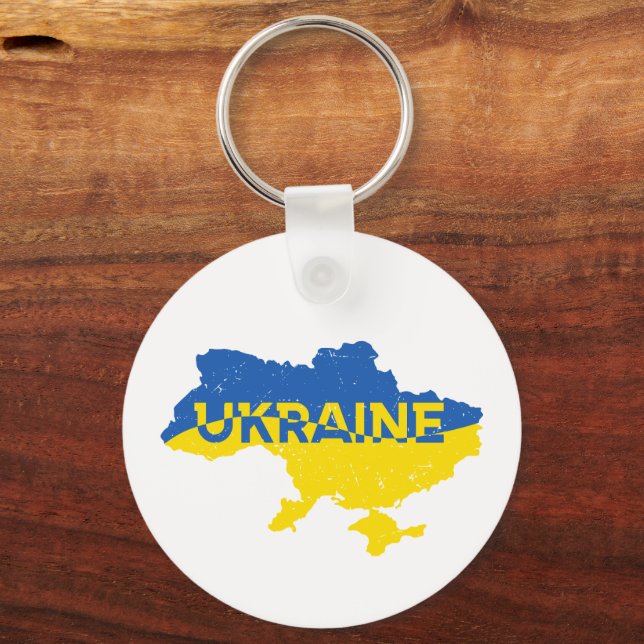 Ukrainian map. Ukrainian flag. Ukraine Keychain (Front)