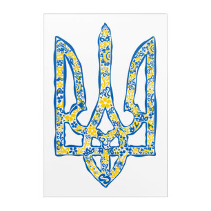 Ukrainian national emblem trident tryzub ethnical acrylic print