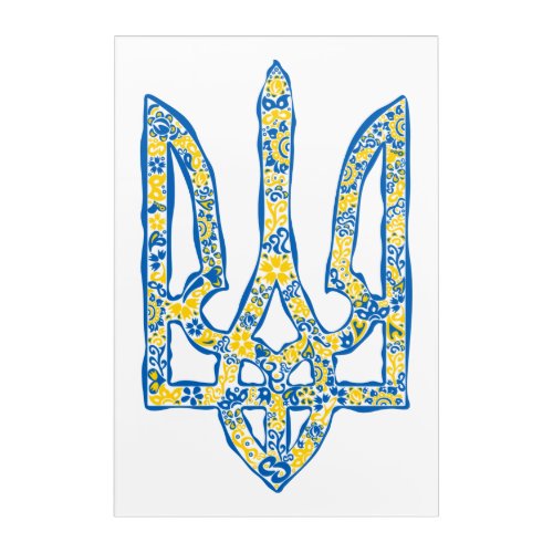Ukrainian national emblem trident tryzub ethnical acrylic print