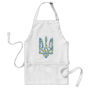 Ukrainian national emblem trident tryzub ethnical adult apron