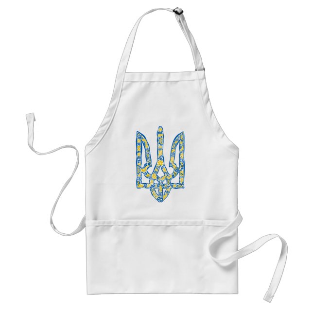 Ukrainian national emblem trident tryzub ethnical adult apron (Front)