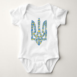 Ukrainian national emblem trident tryzub ethnical baby bodysuit