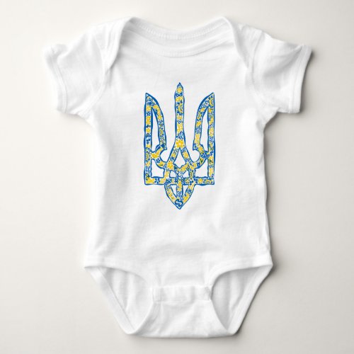 Ukrainian national emblem trident tryzub ethnical  baby bodysuit