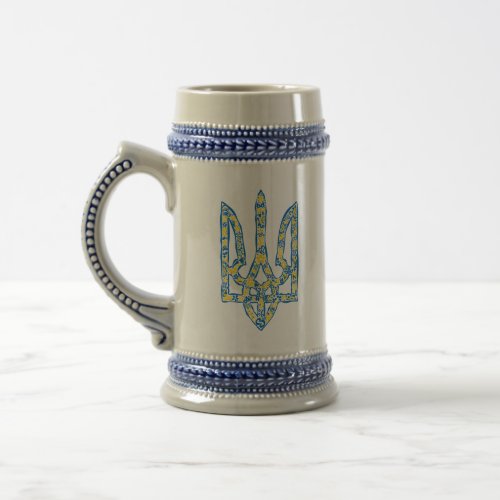 Ukrainian national emblem trident tryzub ethnical beer stein