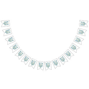 Ukrainian national emblem trident tryzub ethnical bunting flags