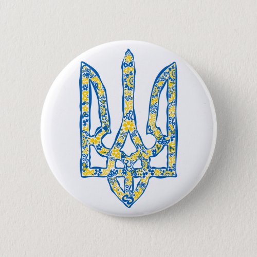 Ukrainian national emblem trident tryzub ethnical button